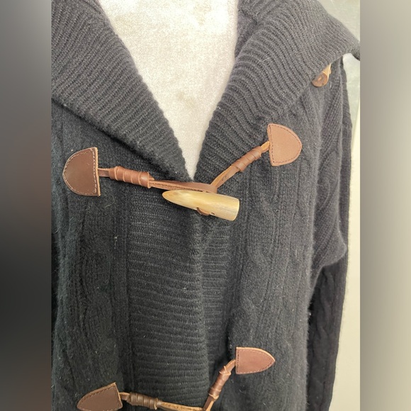 Vintage Ralph Lauren Blue cashmere Wool Cable Knit Cardigan Classic Preppy M L - Picture 6 of 10